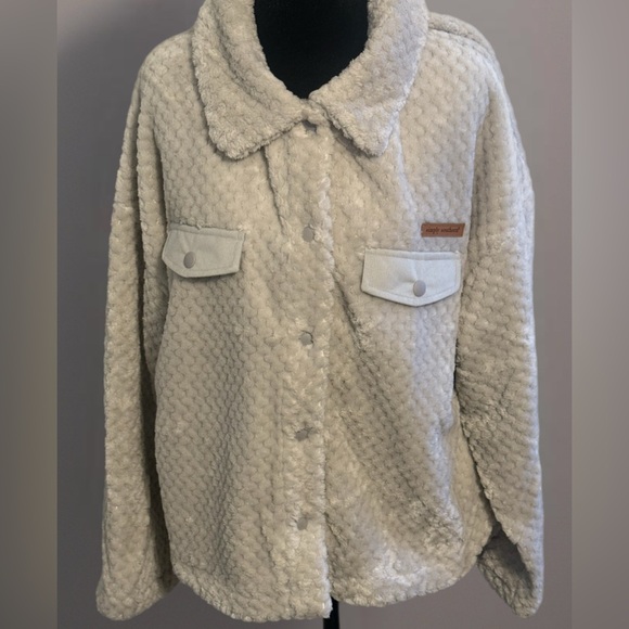 NWT-Simply Southern cozy snap jacket in fog color XL - Picture 2 of 5